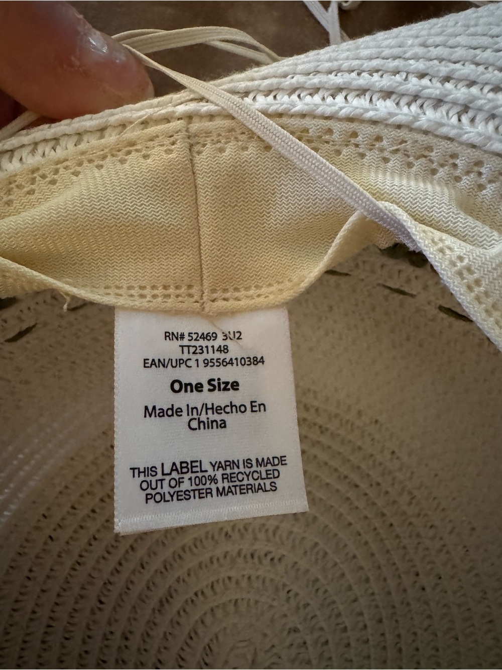 Wide-Brim Cream Straw Hat with Olive Braid - Picture 4 of 5